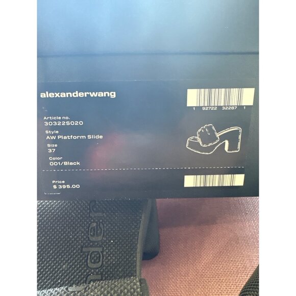 Alexander Wang AW Platform Slides in Black 37 New with Box Womens Logo Heels - Picture 13 of 16